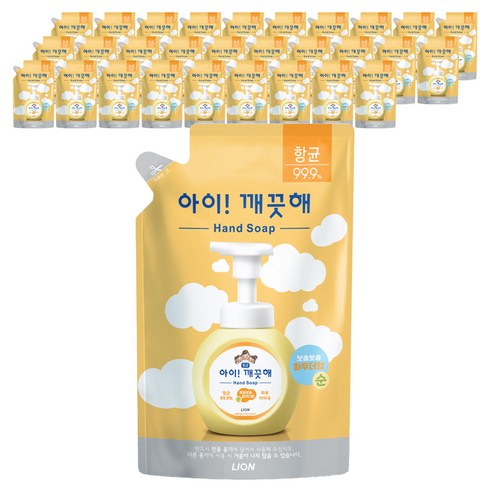 아이깨끗해 항균 폼 핸드솝 순 파우더향 리필용, 450ml, 30개