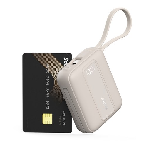 프롭스 30W PPS 초고속 충전 10000mAh 기내반입 미니 일체형 휴대용 보조배터리, 밀크티, PFB112M10