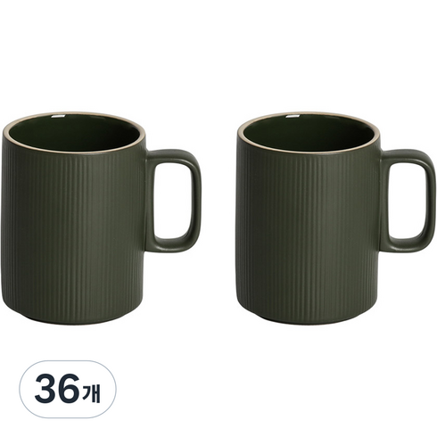 윤도자기 차곡 머그컵 380ml, 딥그린, 36개
