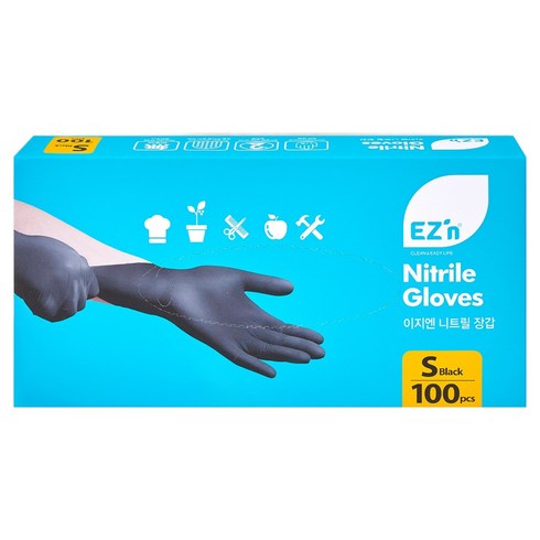 EZn이지엔 니트릴 장갑 3.5g 100p, 블랙, 소, 1개