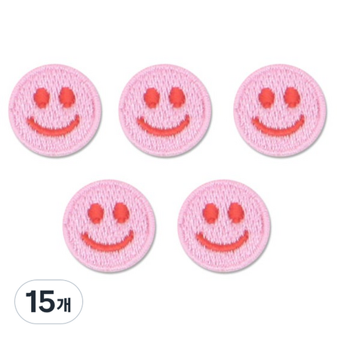 동대문단추왕 열접착식 미니 스마일 와펜, 핑크, 15개