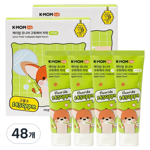 케이맘 주니어 구취케어 고불소 치약 사과향, 110g, 1개입, 48개