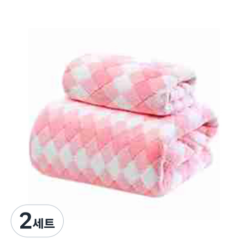 소니오 다이아몬드 컬러 바스 비치타월 폴리에스터사 35 x 75 cm + 70 x 140 cm 세트, 01 핑크, 2세트