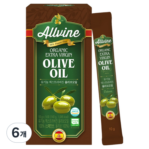 ALLVINE 유기농 엑스트라버진 올리브오일 스틱 14p, 140g, 6개