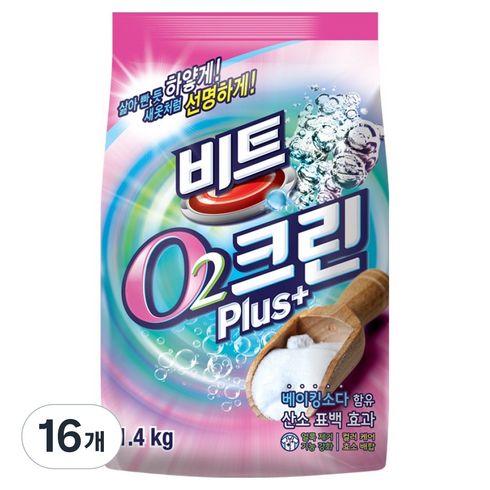 비트 O2크린 플러스 표백제, 1.4kg, 16개