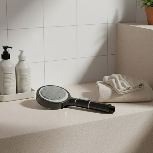 일상나눔 7단 모드 실리콘 마사지형 샤워기, 1개, 블랙