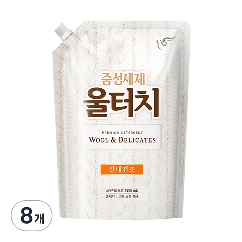 울터치 중성세제 리필, 1.3L, 8개