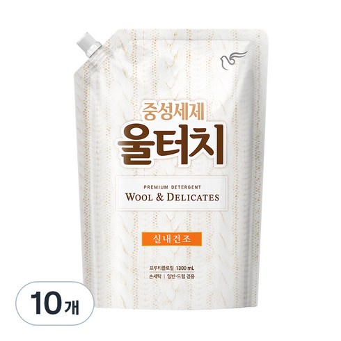 울터치 중성세제 리필, 1.3L, 10개