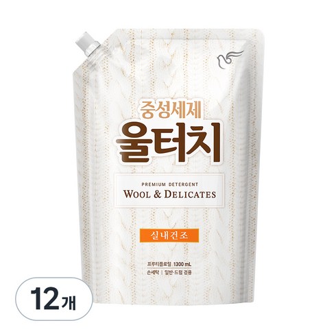 울터치 중성세제 리필, 1.3L, 12개