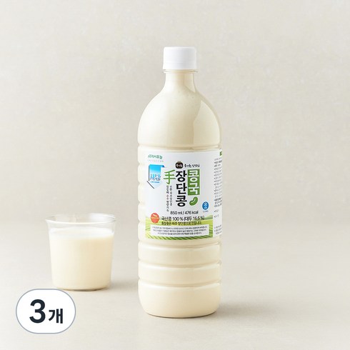 프레시오늘 껍질째 손수 영양가득 진한 저당 파주장단콩 콩국, 850ml, 3개