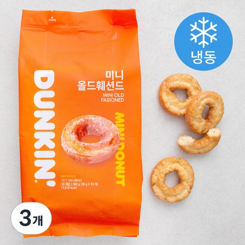던킨도너츠 미니 올드훼션드 도넛츠 (냉동), 36g, 10개입, 3개