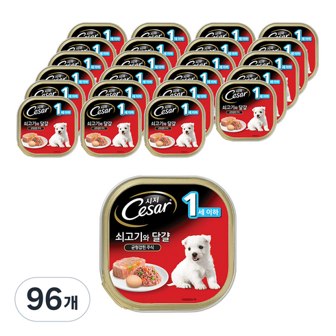 시저 애견간식 캔, 소+달걀, 100g, 96개