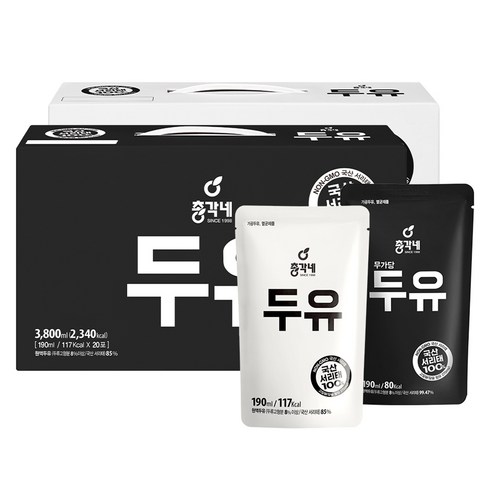 총각네 두유 20p + 무가당 두유 20p, 190ml, 1세트