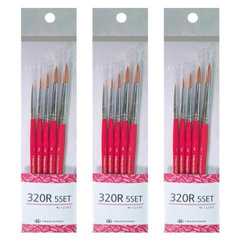 화홍 320 R 세트 5종 다용도 세필붓, 3세트, 1호, 2호, 3호, 4호, 5호