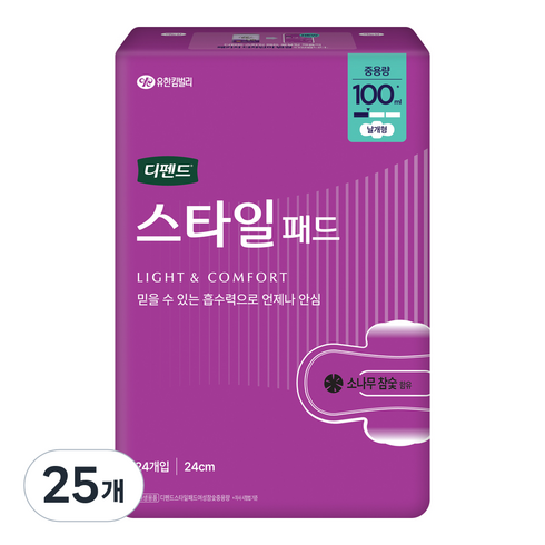디펜드 여성용 스타일 참숯 패드형 성인기저귀, 24개입, 25개