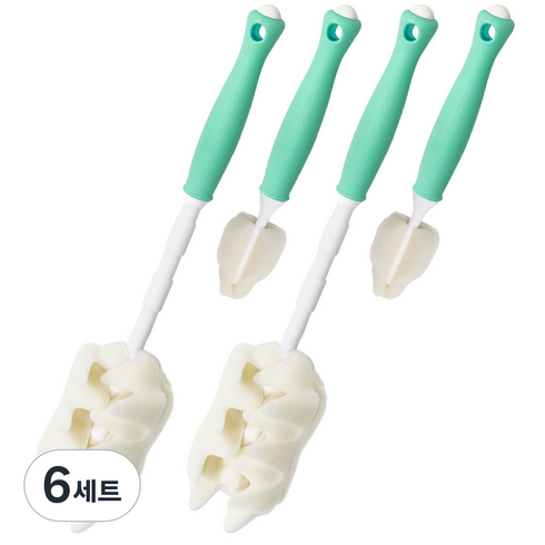 하이비 프리미엄 일자형 젖병솔 세트, 6세트, 민트
