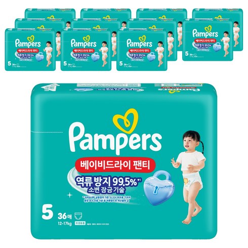 팸퍼스 베이비 드라이 팬티형 기저귀 아동공용, 5단계, 432매
