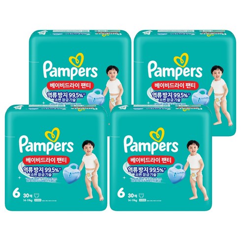 팸퍼스 베이비 드라이 아동공용 기저귀 팬티형, 6단계, 120매