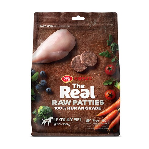하림펫푸드 더리얼 어덜트 강아지 로우 패티 동결건조사료, 닭, 150g, 1개