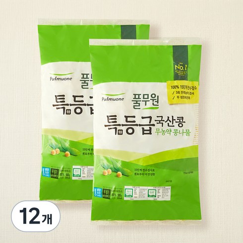 풀무원 국내산 무농약 인증 콩나물, 500g, 12개
