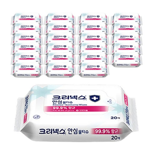 크리넥스 안심 물티슈 휴대형, 4.644g, 20매, 24개