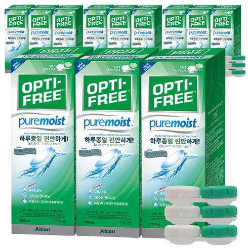 옵티프리 퓨어모이스트 렌즈세정액 + 렌즈케이스, 300ml, 12개