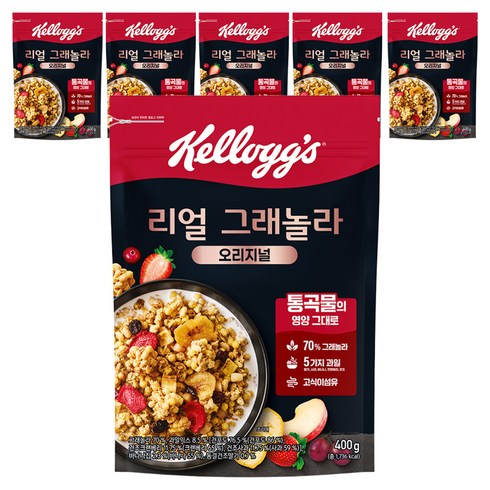 켈로그 리얼 그래놀라 오리지널 시리얼, 400g, 6개