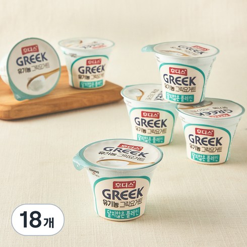 후디스 유기농 그릭요거트 달지않은 플레인, 80g, 18개