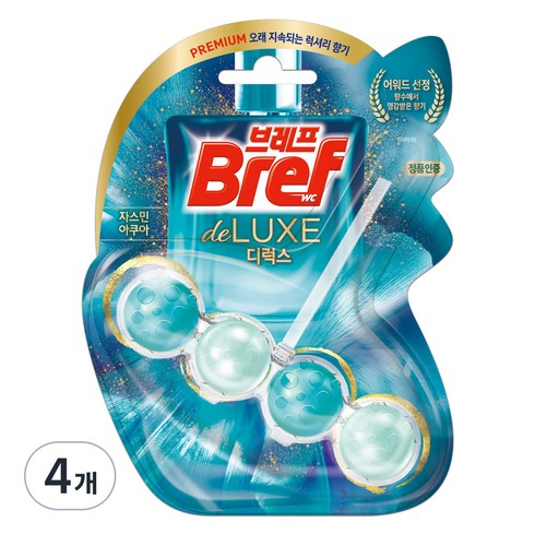 브레프 디럭스 변기세정제 자스민 아쿠아, 50g, 4개