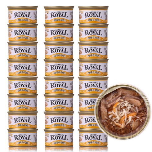 펫스토리로얄 전연령 고양이 프리미엄 로얄 습식캔, 참치+게살, 85g, 24개