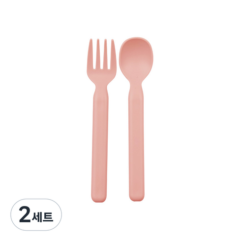 나인웨어 모노 스푼 + 포크 세트, 핑크, 2세트