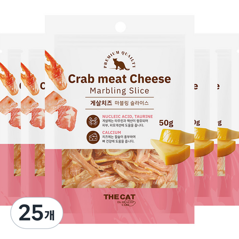 더캣 고양이 마블링 슬라이스 간식, 혼합맛(게살/치즈), 50g, 25개