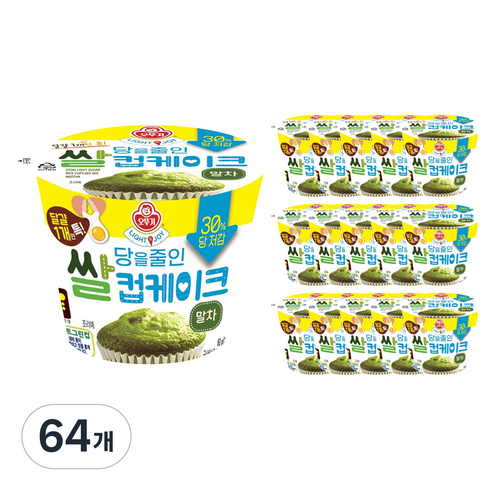 오뚜기 LIGHT & JOY 당을줄인 쌀컵케이크 말차, 60g, 64개