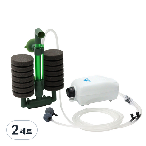 모비딕 어항 2구 기포 발생기 MO-S2 + 스펀지 여과기 CF-300 + 부속 AP-05 세트, 2세트