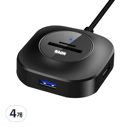라온 USB 3 0 5in 1 허브 카드리더기, CR-300HUB, 블랙, 4개