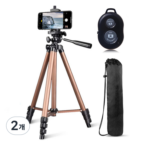 셀루미 브론즈 프리미엄 삼각대 풀세트 125cm, SEL-WT3130, 블랙, 2개