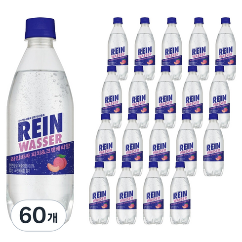 라인바싸 탄산음료 피치크랜베리 랜덤발송, 60개, 500ml
