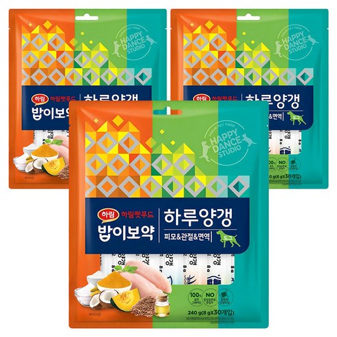 하림펫푸드밥이보약 강아지 하루양갱, 혼합맛(피모/관절/면역), 240g, 3개