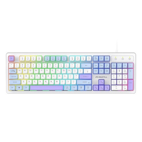 맥스틸 멤브레인 3컬러 키캡 RGB USB 유선 일반형 키보드, BLUE + White, GM-KM1U, 제조사축