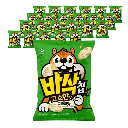 CJ 바삭칩 고소한맛 고단백 쌀과자, 24개, 45g