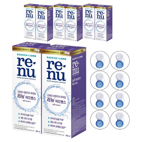 리뉴 어드벤스 렌즈 세정액+케이스, 355ml, 8개