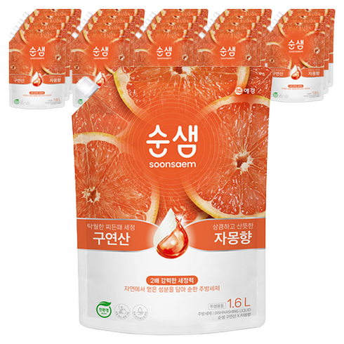 순샘 구연산 자몽향 주방세제 리필, 1.6L, 20개