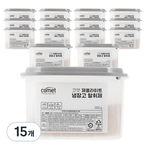 코멧 냉장.냉동고 모두 사용 가능한 제올라이트 냉장고 탈취제, 300g, 15개