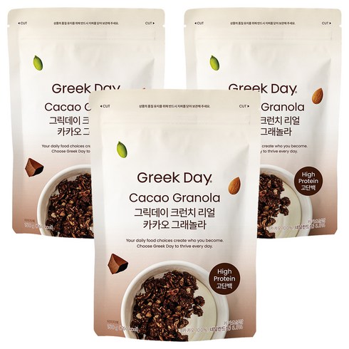 그릭데이 크런치 리얼카카오 그래놀라 시리얼, 150g, 3개
