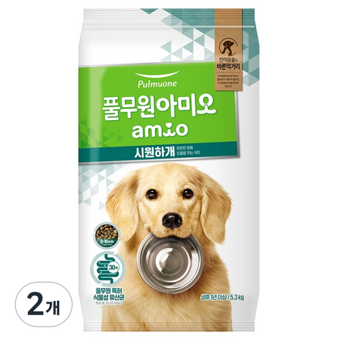 풀무원아미오 강아지 전연령용 시원하개 건식사료 닭, 장건강/유산균, 5.3kg, 2개