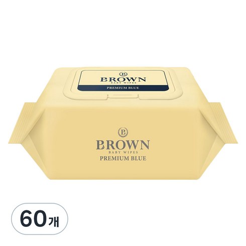 브라운 프리미엄 블루 도톰한 고평량 엠보싱 아기 물티슈 휴대용 캡형, 73g, 20매, 60개