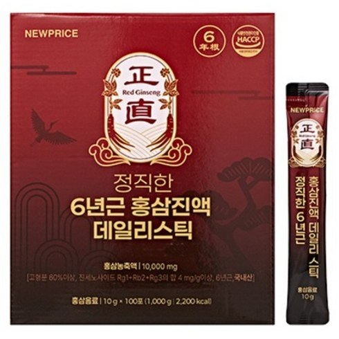 뉴프라이스 정직한 6년근 홍삼진액 데일리스틱, 100회분, 1개