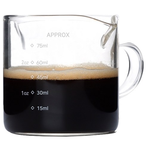 칼딘 내열유리 더블 푸어링 와이드 핸들 샷잔 80ml, 투명, 1개