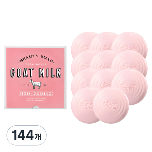 샤워메이트 뉴 산양유 목욕비누 딸기, 90g, 144개입