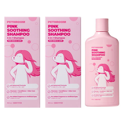 페스룸 반려동물 핑크 수딩 샴푸, 2개, 400ml